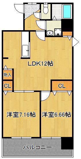 エリアグリーン(2LDK/11階)の間取り写真