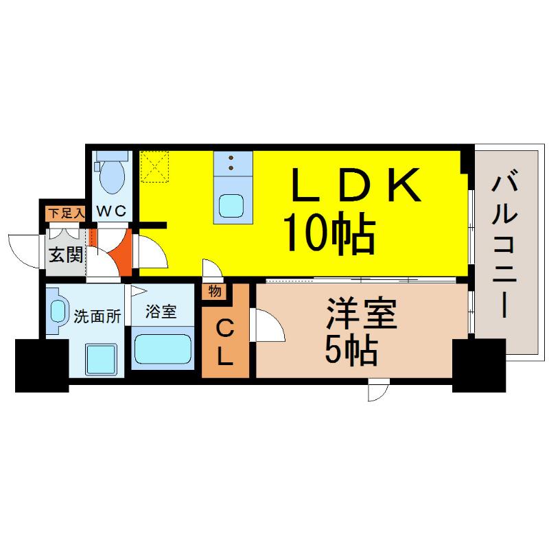 プレサンス栄ブリオ(1LDK/7階)の間取り写真
