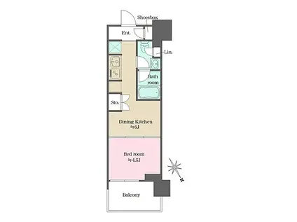 ウエリスアーバン水天宮前(1DK/3階)の間取り写真