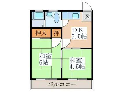 第三御殿山荘(2DK/2階)の間取り写真