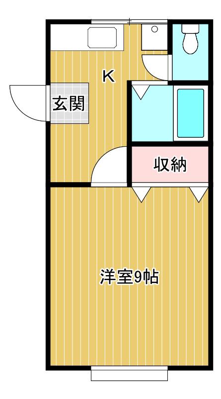 アクセスII(1K/1階)の間取り写真