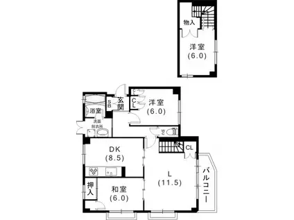 ハイム北野坂(3LDK/1階)の間取り写真