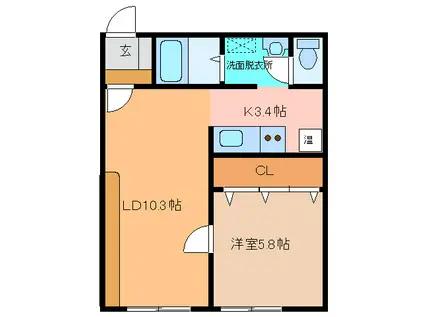 アルムレジェンドVI(1LDK/2階)の間取り写真