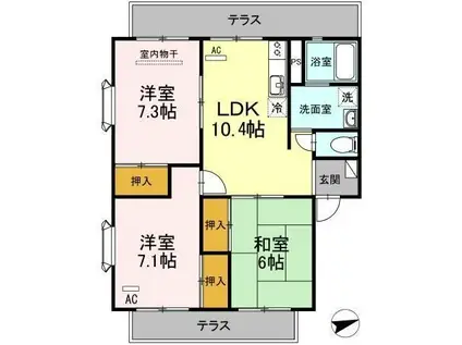 リシェスマツイB(3LDK/1階)の間取り写真