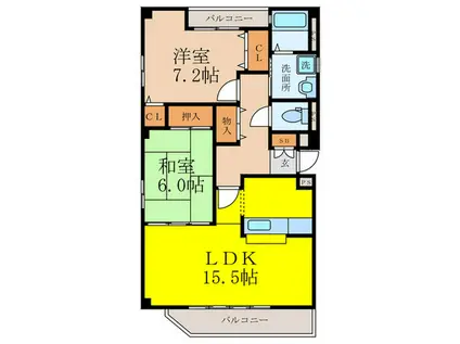 メイプルコートイースト(2LDK/4階)の間取り写真