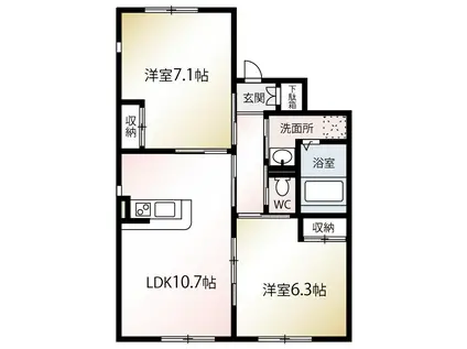 ストーンコートヴィラ1番館(2LDK/1階)の間取り写真