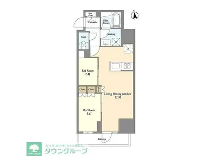 グランカーサ船堀I(2LDK/13階)の間取り写真