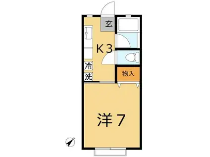 ジュネス行徳(1K/2階)の間取り写真