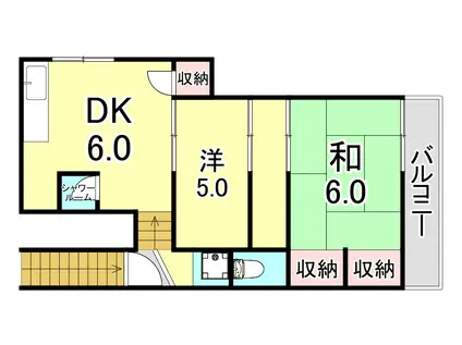 妙法寺池ノ内2戸アパート(1DK/1階)の間取り写真