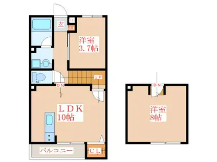 フローラ(2LDK/1階)の間取り写真