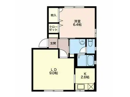 ルミエール国府(1LDK/1階)の間取り写真