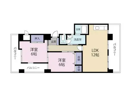 渡邊ビル(2LDK/3階)の間取り写真