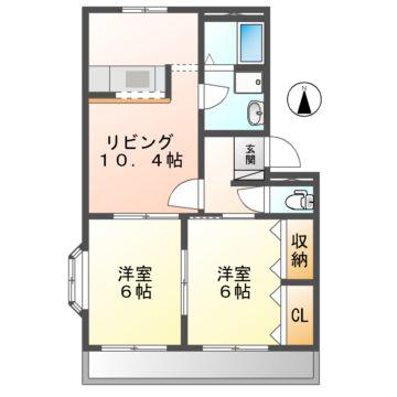 ラバーズハイム弐番館(2LDK/2階)の間取り写真