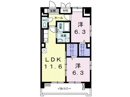 メゾン プロスパ-レ(2LDK/2階)の間取り写真
