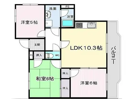 新栄プロパティー太子(3LDK/1階)の間取り写真