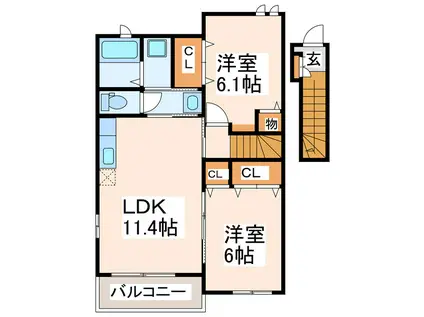 ラベルメゾンA(2LDK/2階)の間取り写真