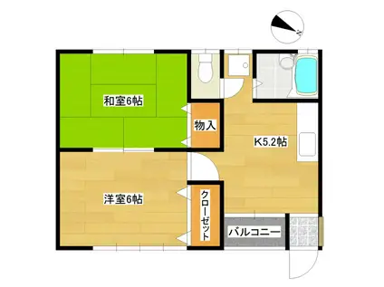 エスティメモリアル(2K/2階)の間取り写真