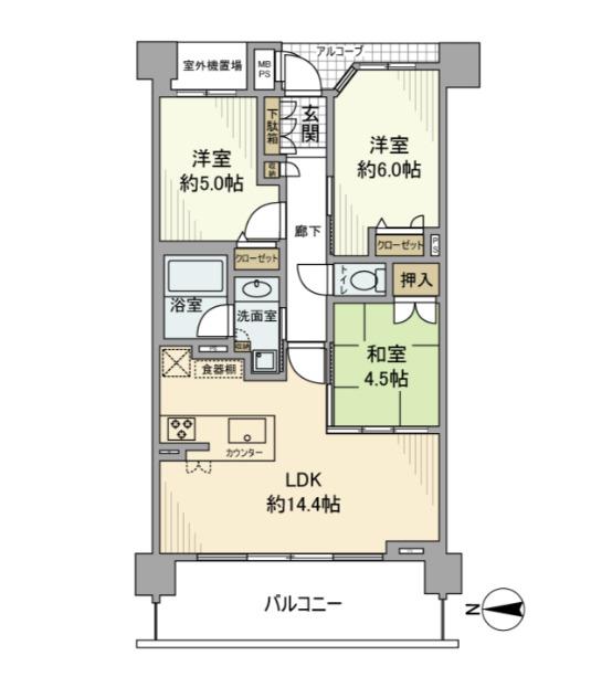 ワコーレ武庫之荘本町(3LDK/3階)の間取り写真