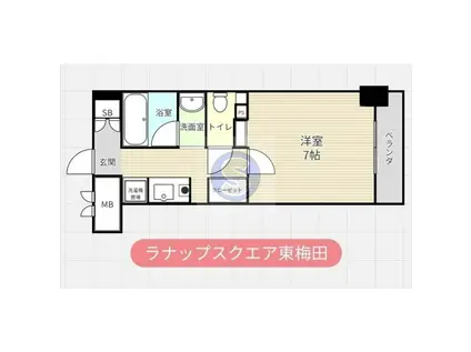 ラナップスクエア東梅田(1K/10階)の間取り写真