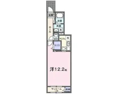 メゾンラテ稲葉(1K/1階)の間取り写真