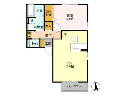 プラート(1LDK/1階)の間取り写真