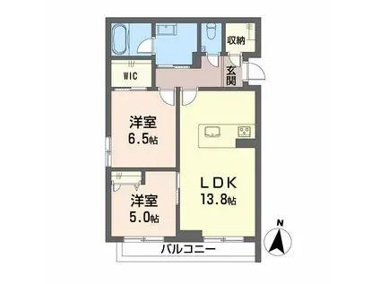 シャーメゾンHARU(2LDK/2階)の間取り写真