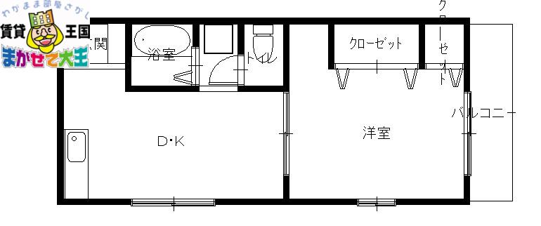 ヒルサイドハイツ(1DK/2階)の間取り写真
