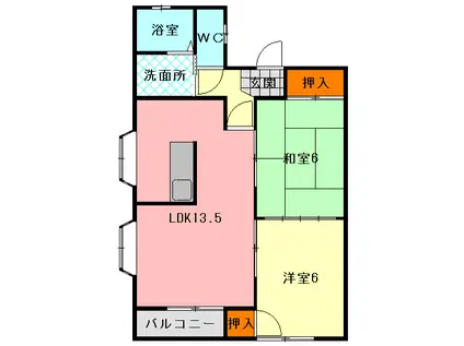 KENS駒生(2LDK/1階)の間取り写真