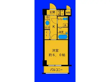 ヴェルト横浜吉野町(1K/6階)の間取り写真