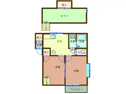 コーポジッヒエルI(2SDK/2階)の間取り写真