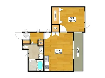 アビターレ(1LDK/5階)の間取り写真