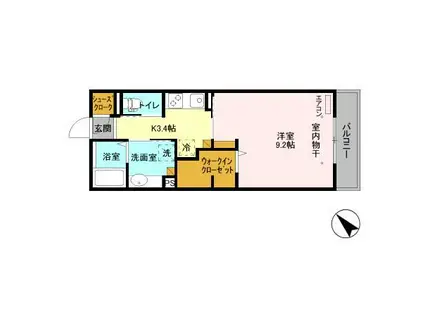 レーヴマニフィック南柏(1K/3階)の間取り写真