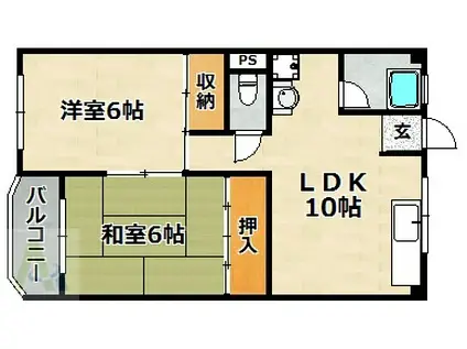 松ノ前ビル(2LDK/2階)の間取り写真