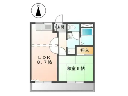 タクミハイツ93(1LDK/2階)の間取り写真