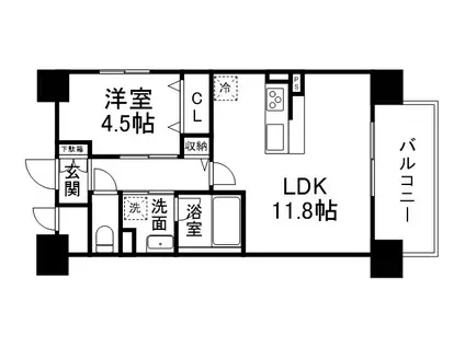 イーストERN WELLS(1LDK/5階)の間取り写真
