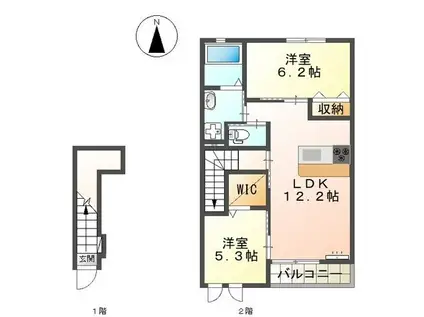 ハレクラニ(2LDK/2階)の間取り写真