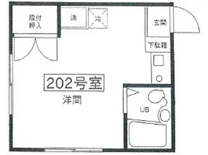 Kコーポ(ワンルーム/2階)の間取り写真