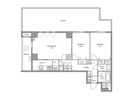 DELCCS NAGATACHO(2LDK/1階)の間取り写真