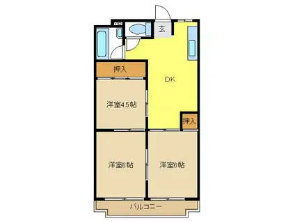 メゾン横町(3DK/2階)の間取り写真