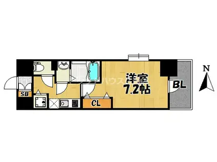 LUXE住道(1K/7階)の間取り写真