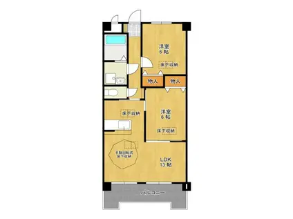 グロワール・エーリ弐番館(2LDK/2階)の間取り写真