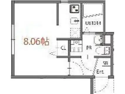 カーサフェリーチェ横浜(1K/1階)の間取り写真