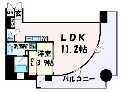 インペリアル新神戸(1LDK/3階)の間取り写真