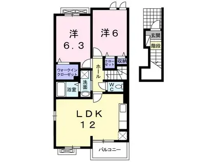 ソレイユ(2LDK/2階)の間取り写真