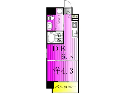 ベルシード綾瀬DUER(1DK/4階)の間取り写真
