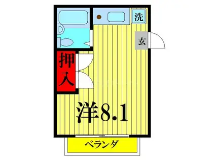 いつきレジデンス弐番館(ワンルーム/1階)の間取り写真