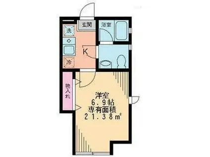 スカイクーレ(1K/1階)の間取り写真