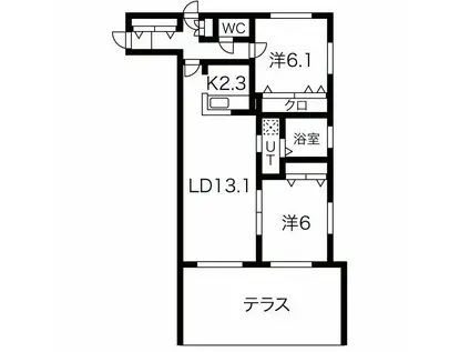 ネエル・ラヴィッサ(2LDK/2階)の間取り写真