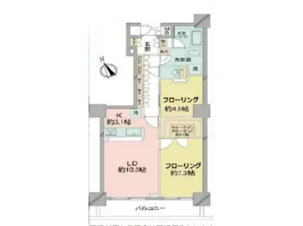 エクステ山下公園 AD(2LDK/13階)の間取り写真