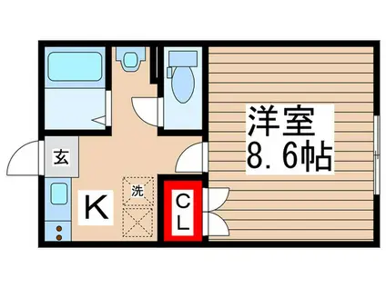 CREA流山(1K/2階)の間取り写真